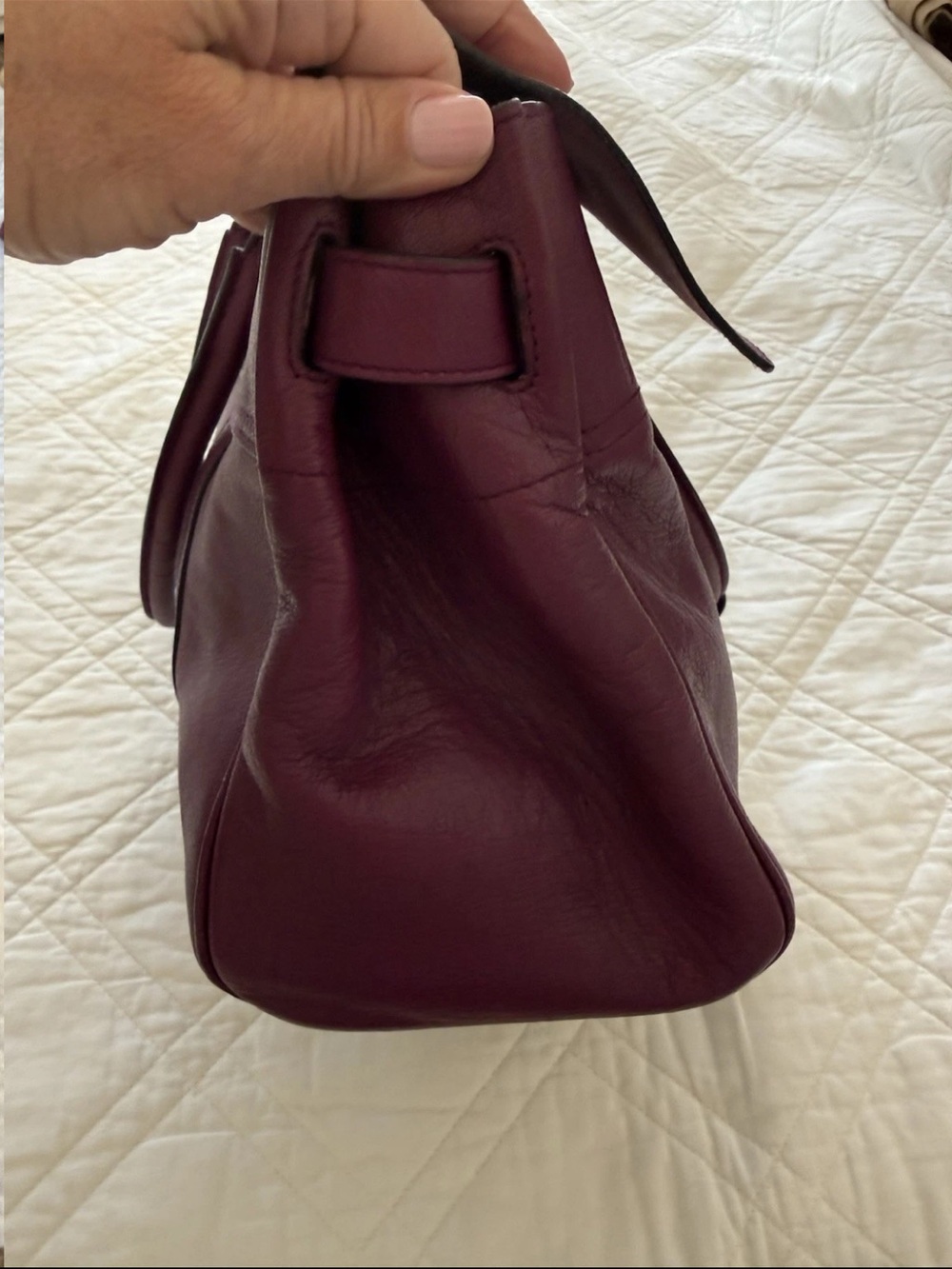 Mulberry Plum Leather Satchel with Gold Hardware - Picture 5 of 11